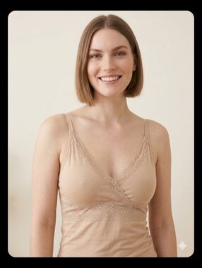 AnaOno Molly Lace Trim Post Surgery Camisole Size Medium Nude Modal